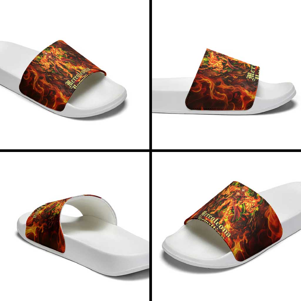 Mereoleona Vermillion Black Clover Slide Sandals Inferno Flame Anime Style with Lion Symbolism