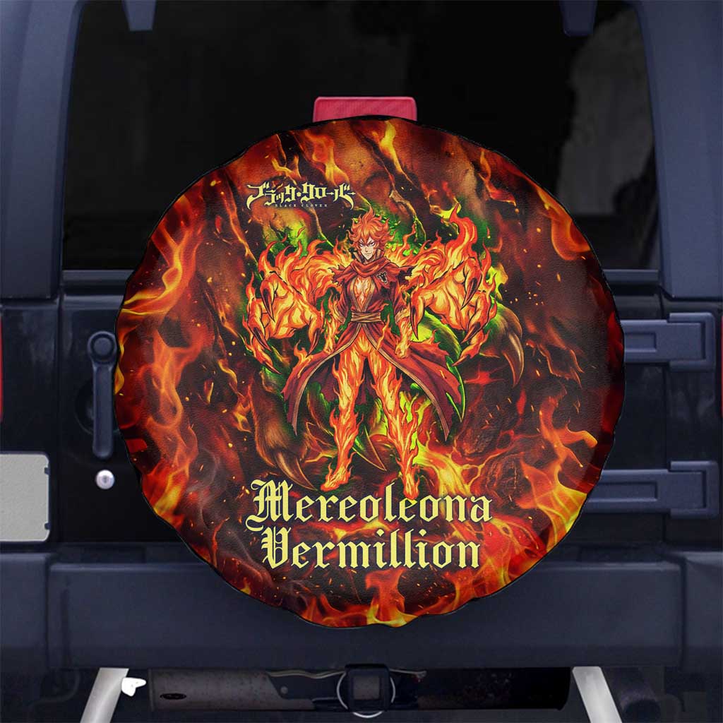 Mereoleona Vermillion Black Clover Spare Tire Cover Inferno Flame Anime Style with Lion Symbolism