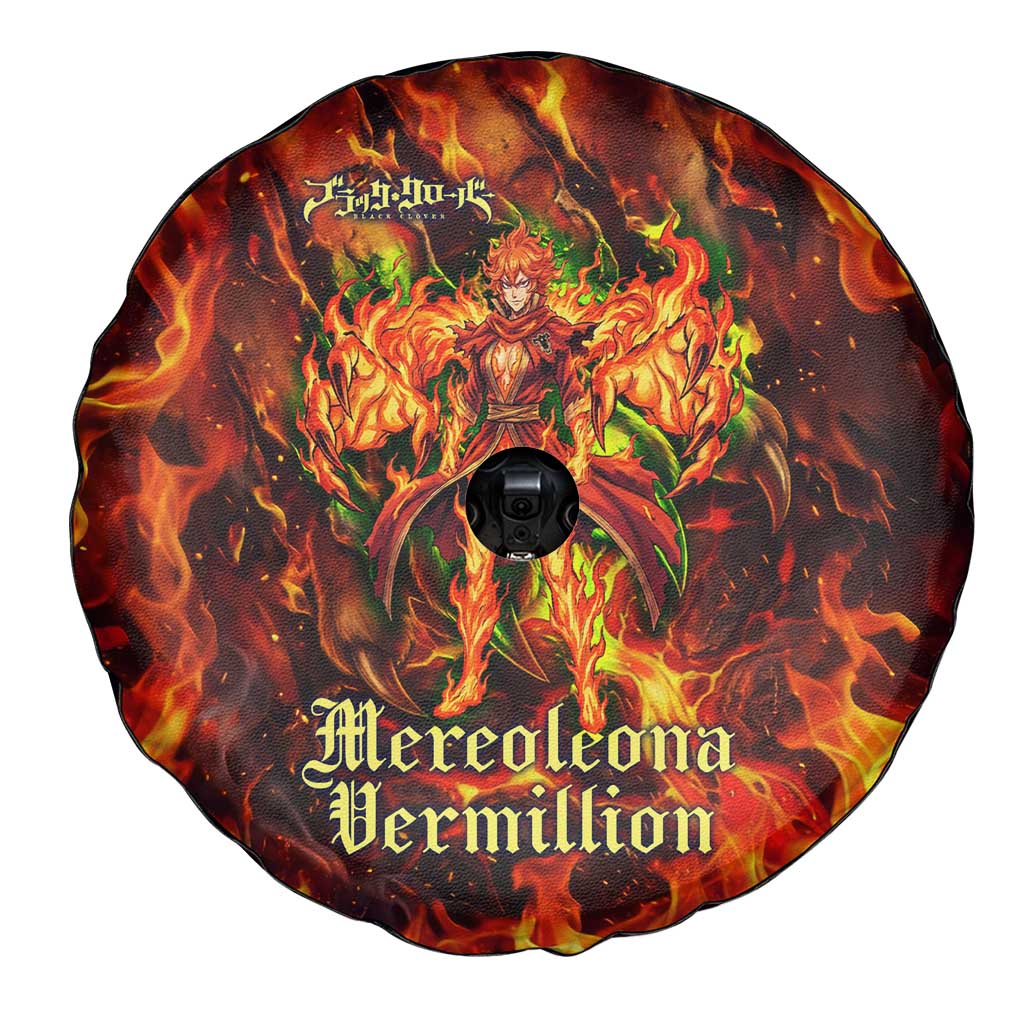 Mereoleona Vermillion Black Clover Spare Tire Cover Inferno Flame Anime Style with Lion Symbolism