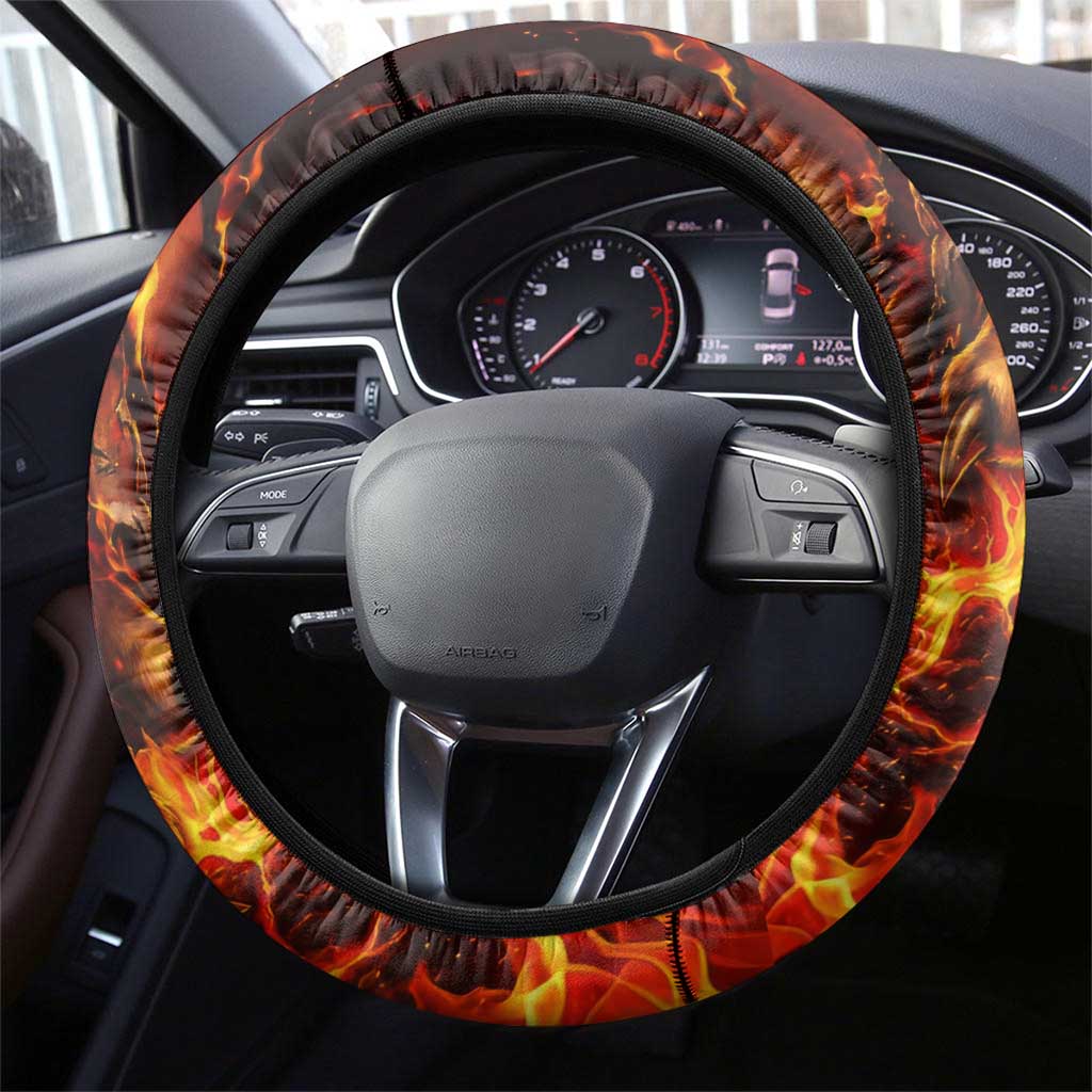 Mereoleona Vermillion Black Clover Steering Wheel Cover Inferno Flame Anime Style with Lion Symbolism