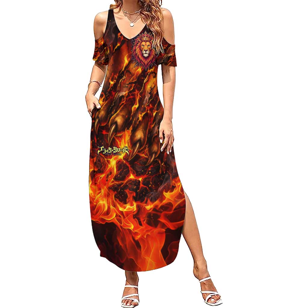 Mereoleona Vermillion Black Clover Summer Maxi Dress Inferno Flame Anime Style with Lion Symbolism