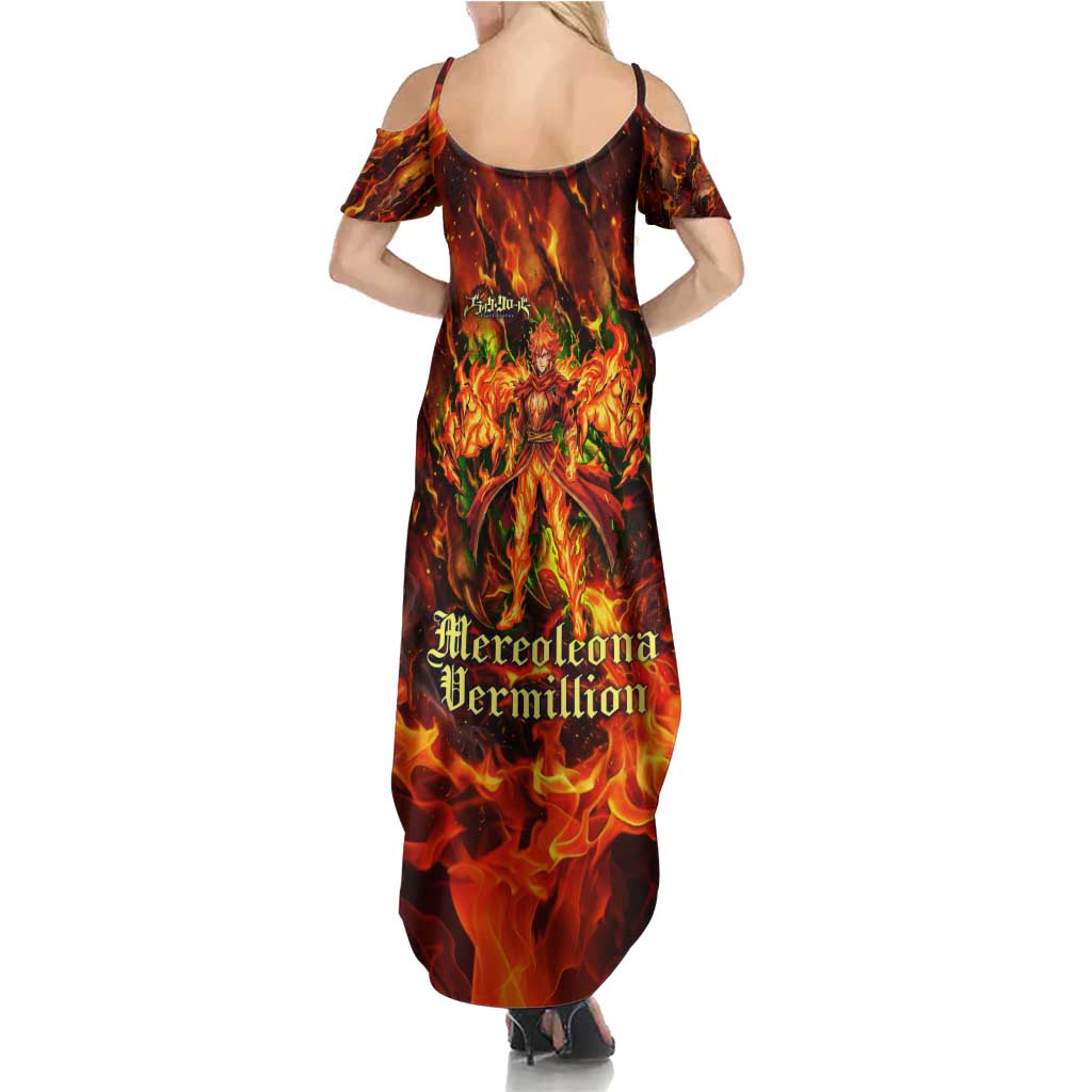Mereoleona Vermillion Black Clover Summer Maxi Dress Inferno Flame Anime Style with Lion Symbolism