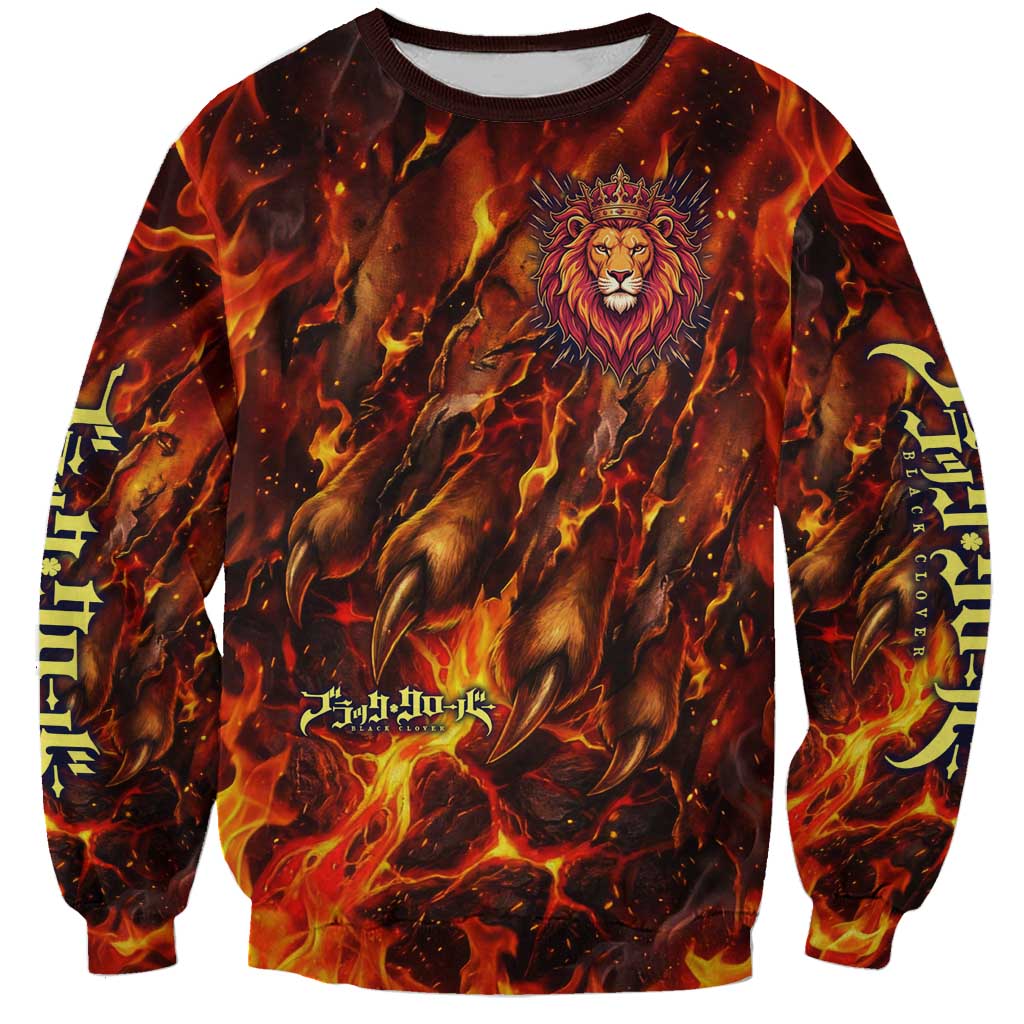 Mereoleona Vermillion Black Clover Sweatshirt Inferno Flame Anime Style with Lion Symbolism