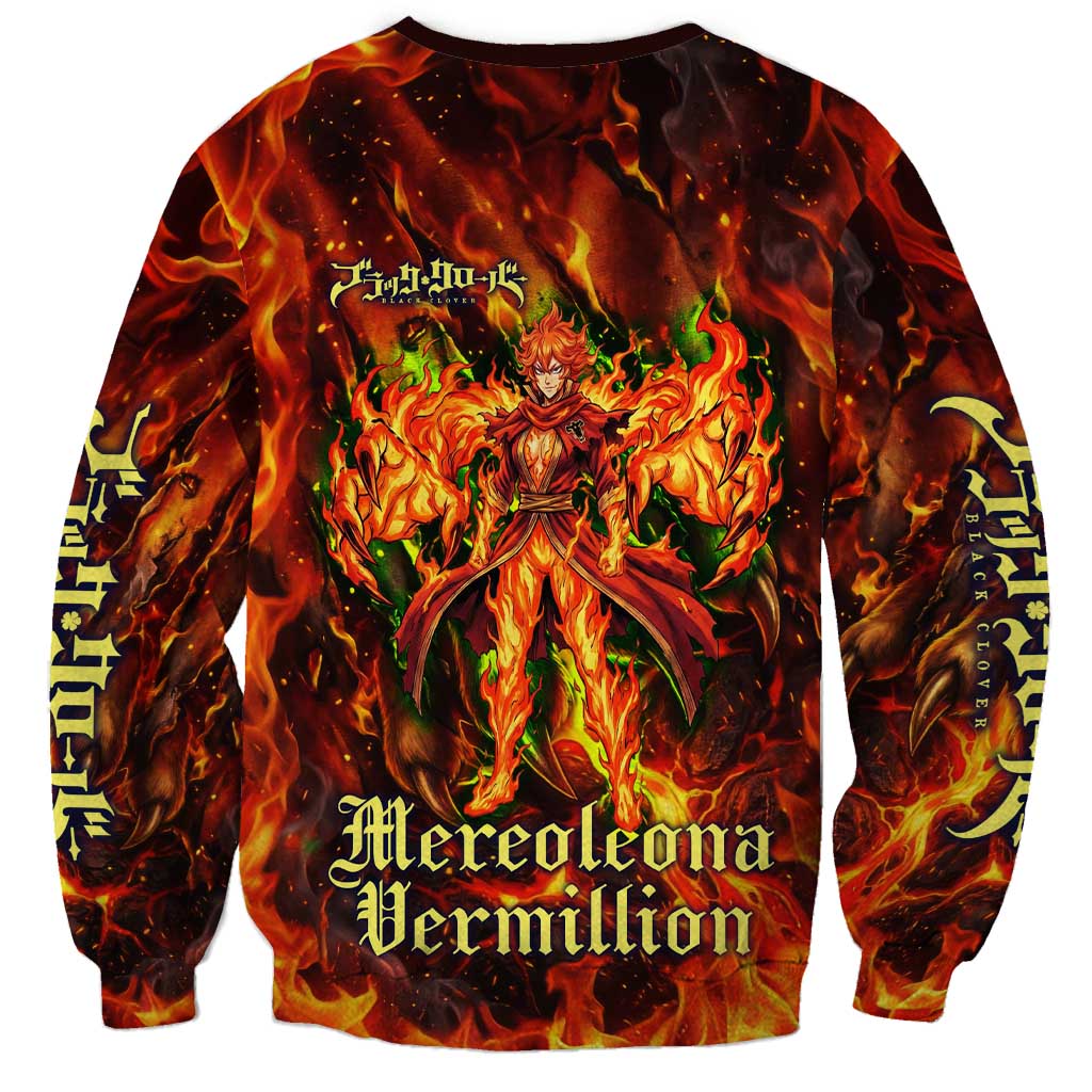 Mereoleona Vermillion Black Clover Sweatshirt Inferno Flame Anime Style with Lion Symbolism