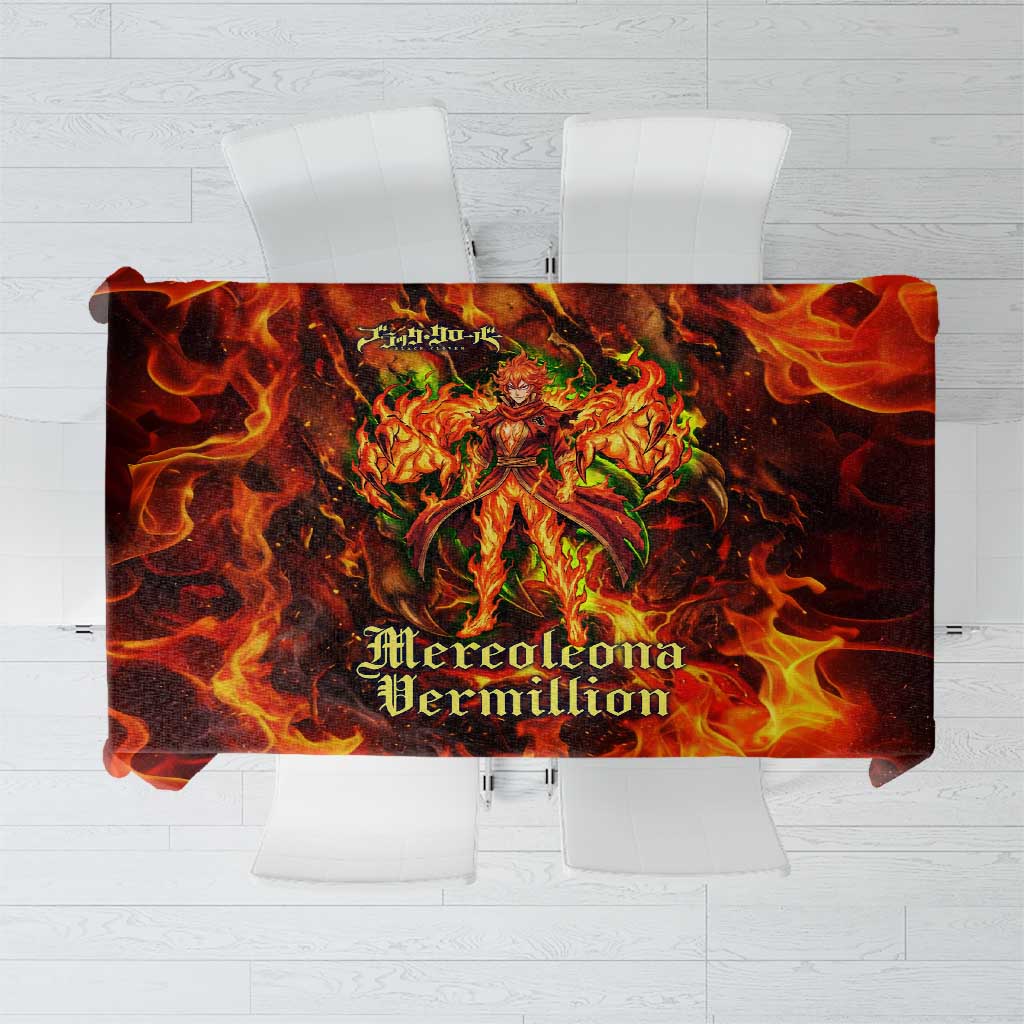 Mereoleona Vermillion Black Clover Tablecloth Inferno Flame Anime Style with Lion Symbolism