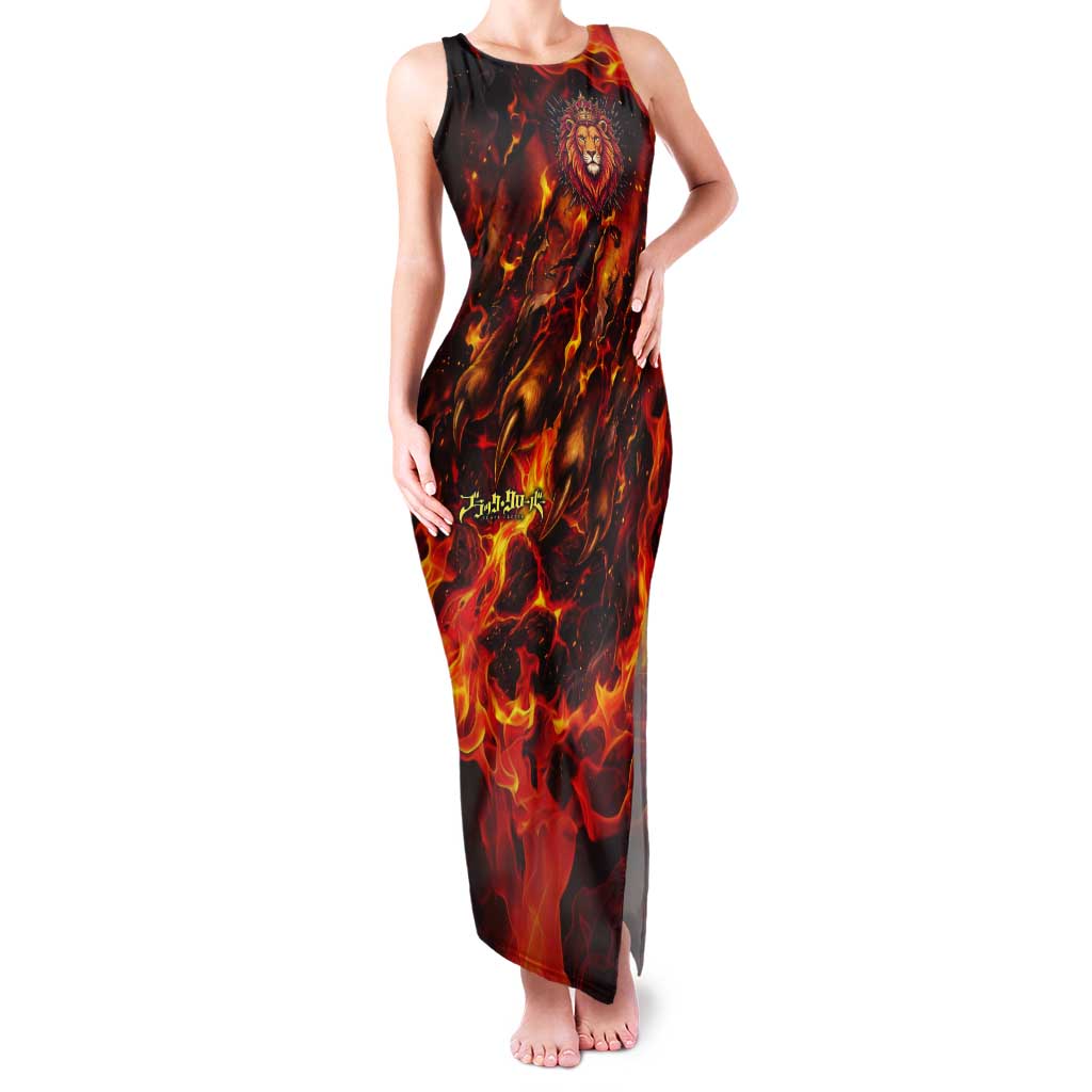 Mereoleona Vermillion Black Clover Tank Maxi Dress Inferno Flame Anime Style with Lion Symbolism