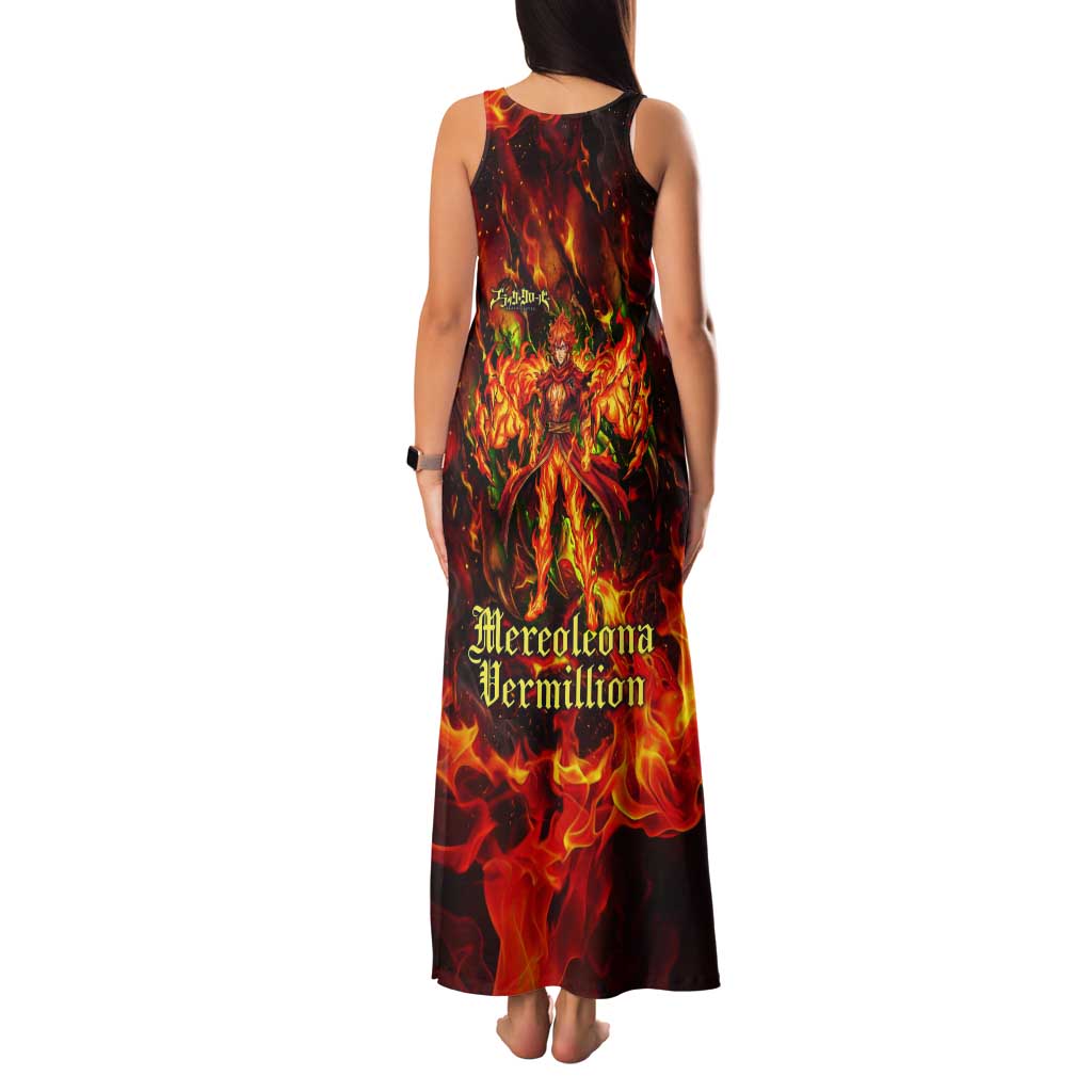 Mereoleona Vermillion Black Clover Tank Maxi Dress Inferno Flame Anime Style with Lion Symbolism