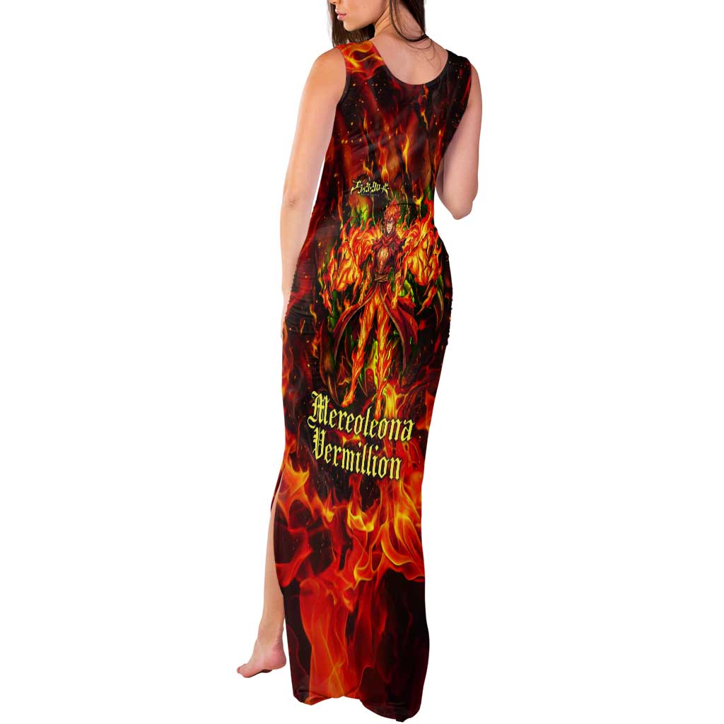 Mereoleona Vermillion Black Clover Tank Maxi Dress Inferno Flame Anime Style with Lion Symbolism