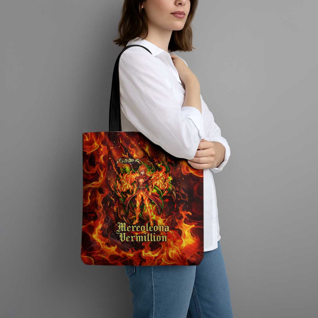 Mereoleona Vermillion Black Clover Tote Bag Inferno Flame Anime Style with Lion Symbolism