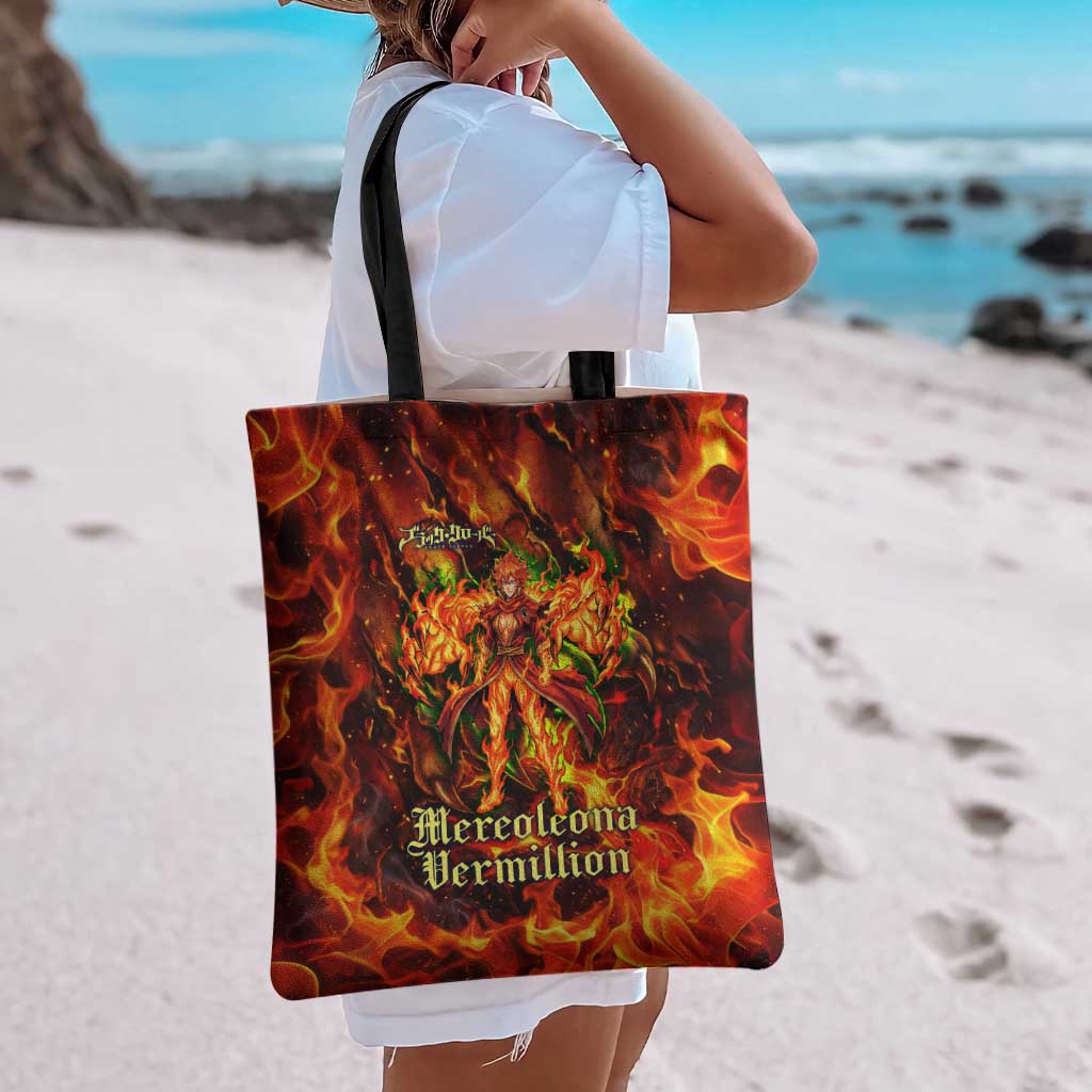 Mereoleona Vermillion Black Clover Tote Bag Inferno Flame Anime Style with Lion Symbolism