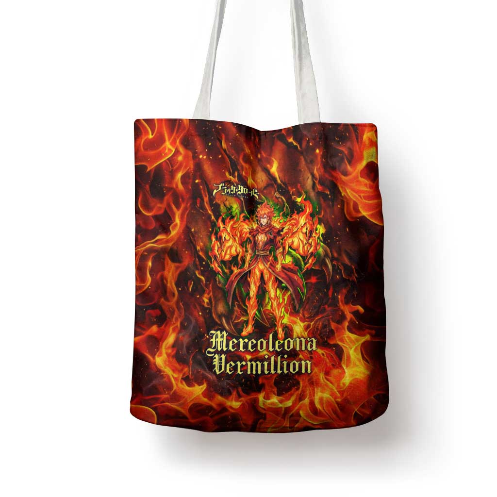 Mereoleona Vermillion Black Clover Tote Bag Inferno Flame Anime Style with Lion Symbolism