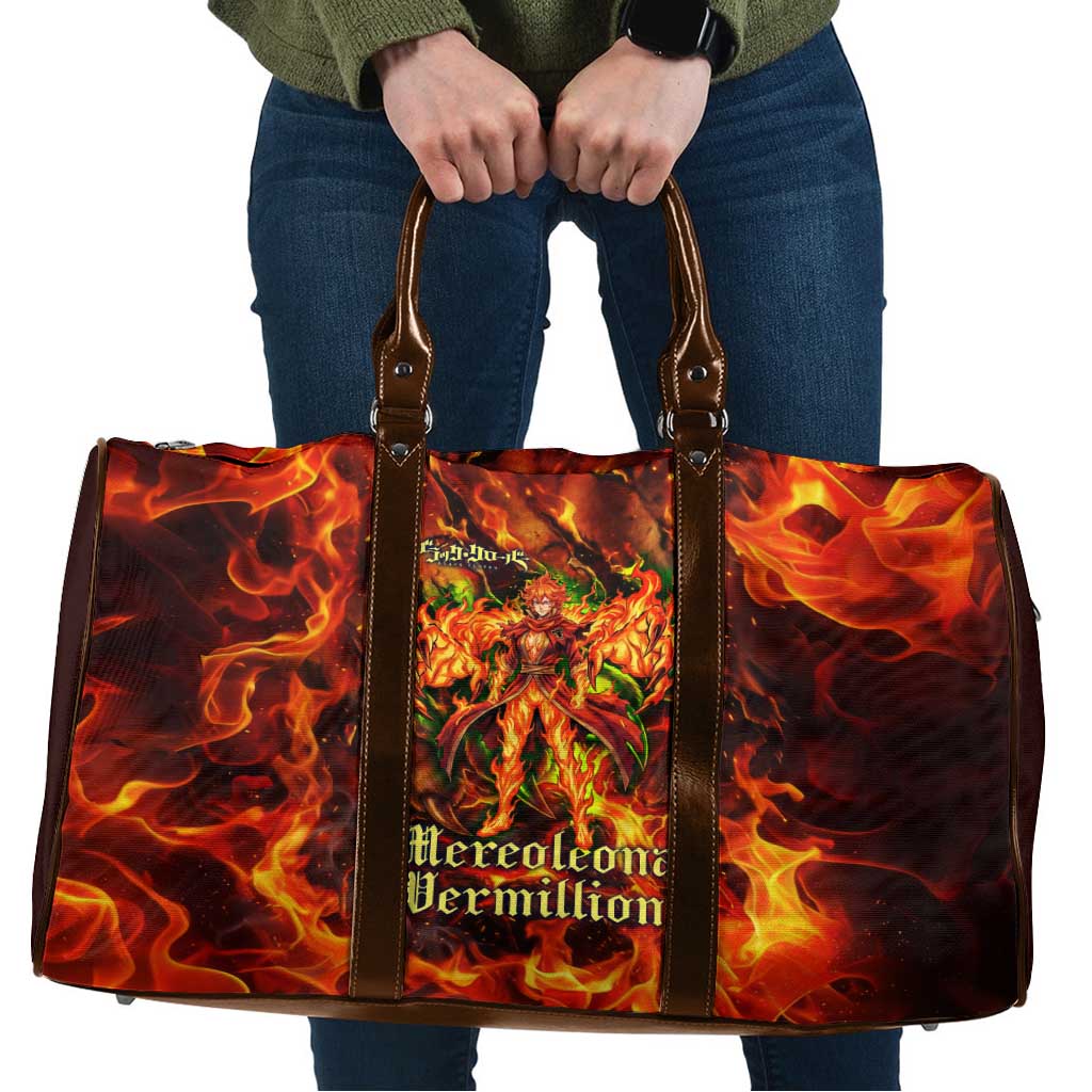 Mereoleona Vermillion Black Clover Travel Bag Inferno Flame Anime Style with Lion Symbolism