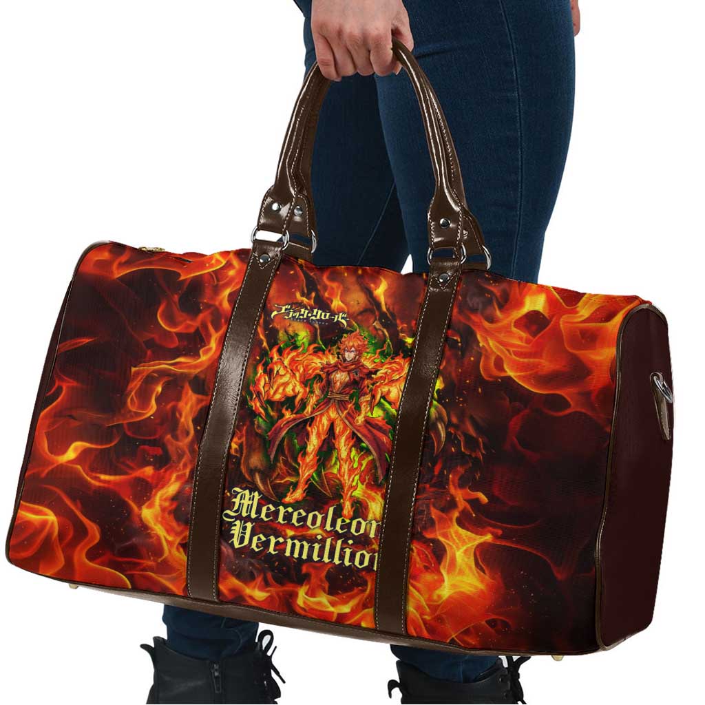 Mereoleona Vermillion Black Clover Travel Bag Inferno Flame Anime Style with Lion Symbolism