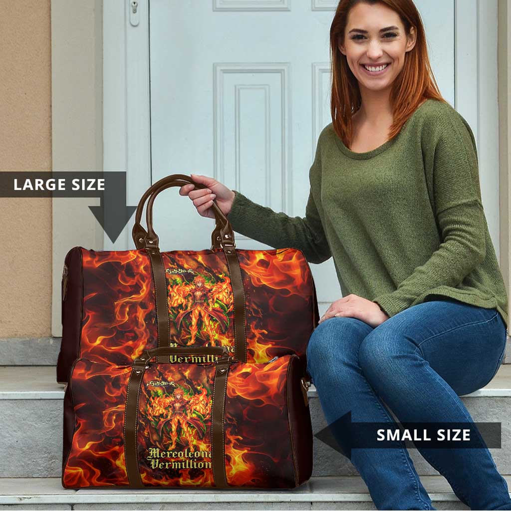Mereoleona Vermillion Black Clover Travel Bag Inferno Flame Anime Style with Lion Symbolism