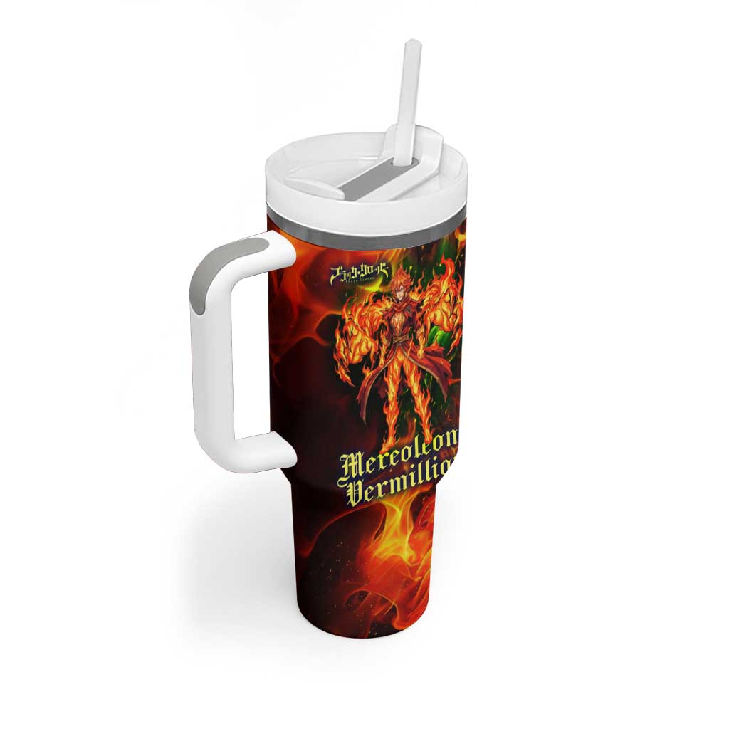 Mereoleona Vermillion Black Clover Tumbler With Handle Inferno Flame Anime Style with Lion Symbolism