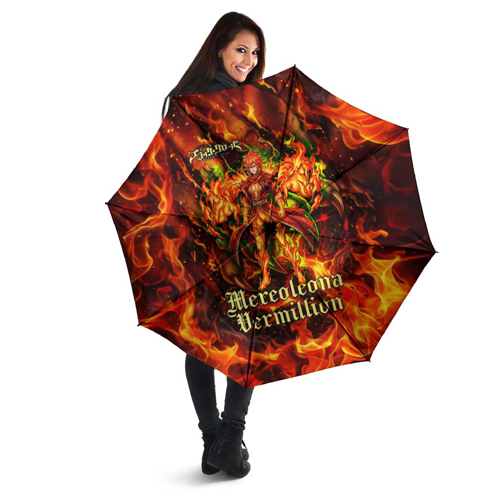 Mereoleona Vermillion Black Clover Umbrella Inferno Flame Anime Style with Lion Symbolism