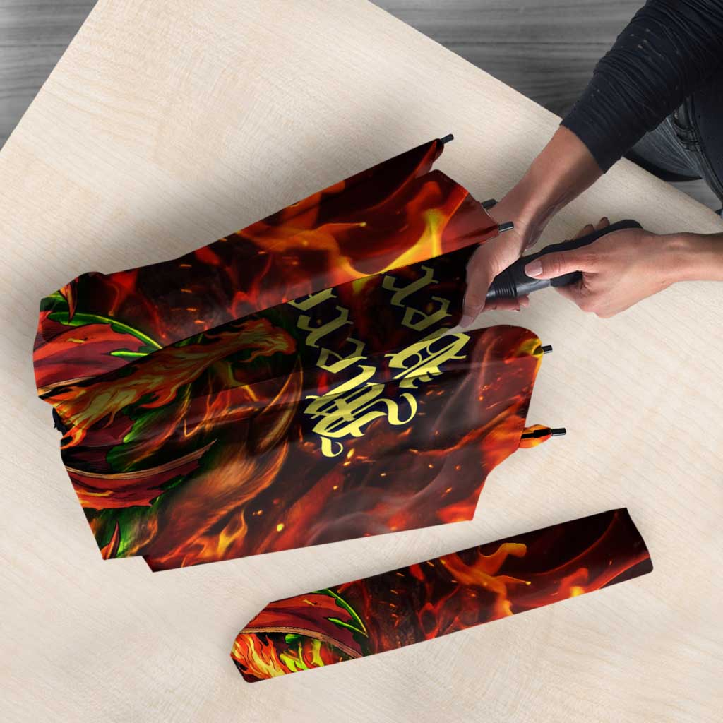 Mereoleona Vermillion Black Clover Umbrella Inferno Flame Anime Style with Lion Symbolism