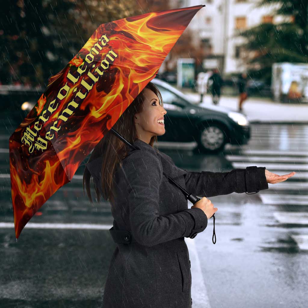 Mereoleona Vermillion Black Clover Umbrella Inferno Flame Anime Style with Lion Symbolism