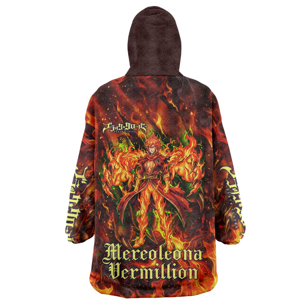 Mereoleona Vermillion Black Clover Wearable Blanket Hoodie Inferno Flame Anime Style with Lion Symbolism