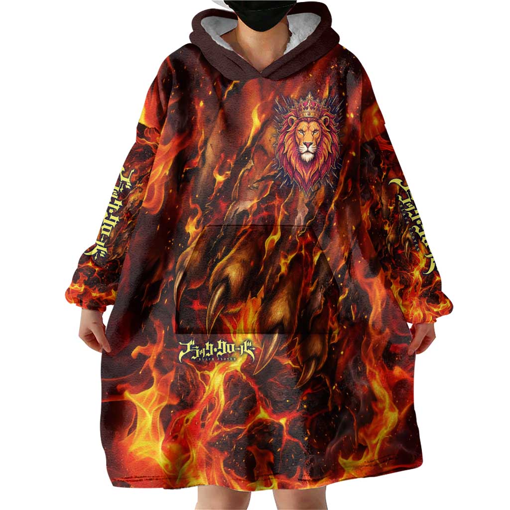 Mereoleona Vermillion Black Clover Wearable Blanket Hoodie Inferno Flame Anime Style with Lion Symbolism