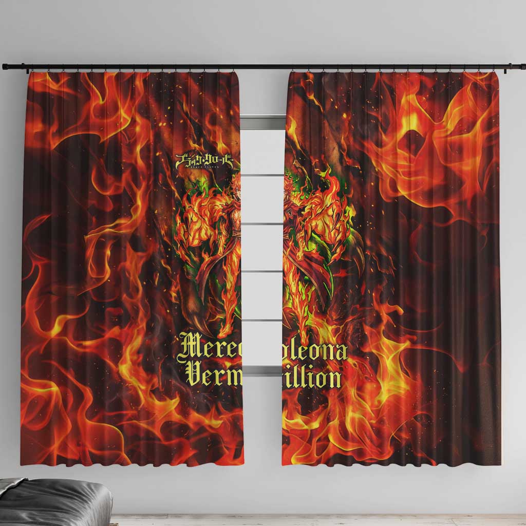 Mereoleona Vermillion Black Clover Window Curtain Inferno Flame Anime Style with Lion Symbolism
