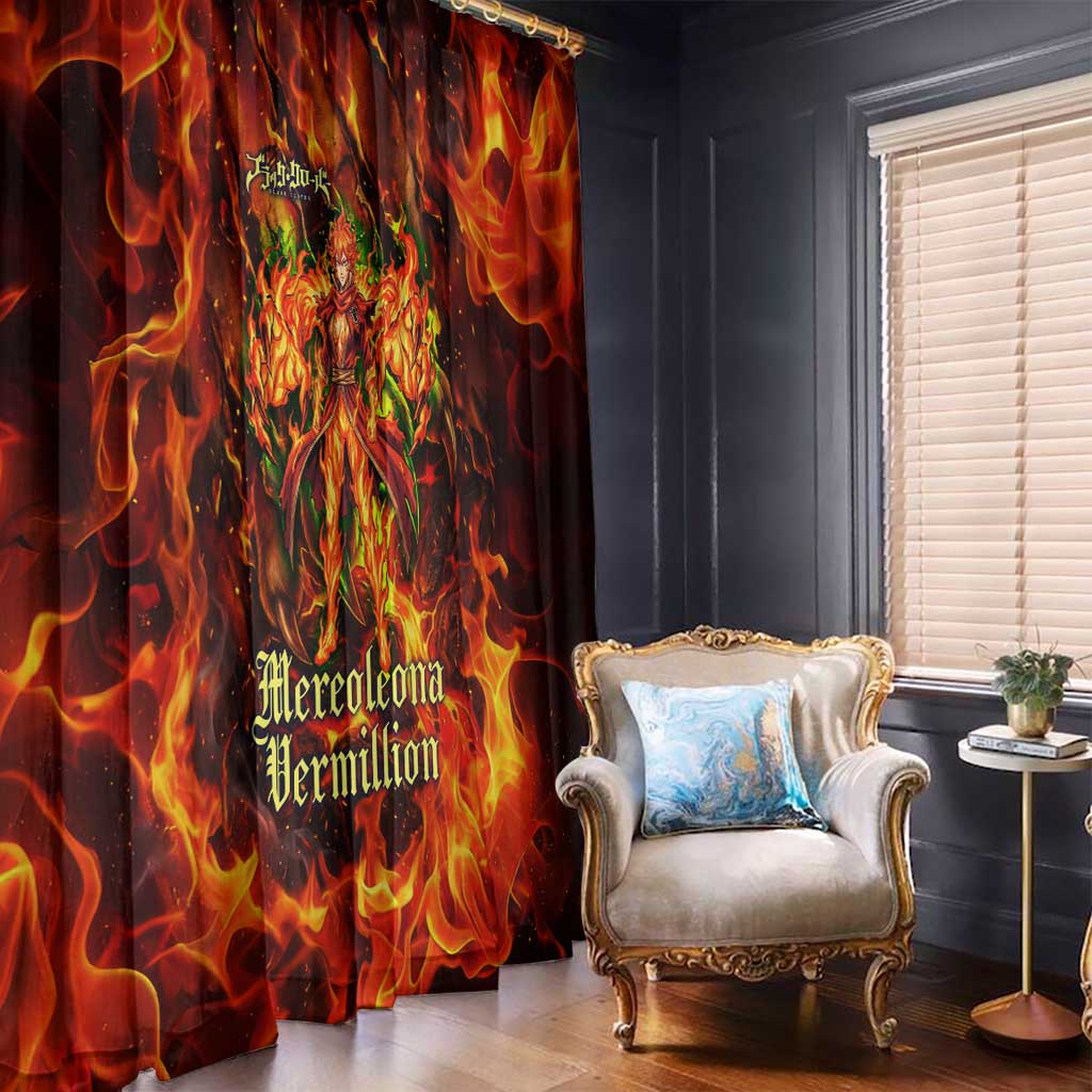 Mereoleona Vermillion Black Clover Window Curtain Inferno Flame Anime Style with Lion Symbolism