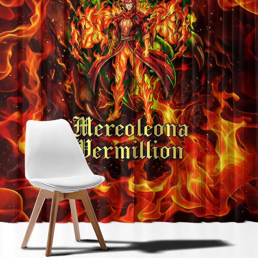 Mereoleona Vermillion Black Clover Window Curtain Inferno Flame Anime Style with Lion Symbolism