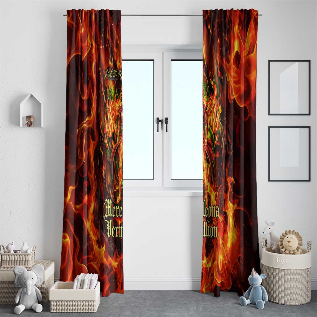 Mereoleona Vermillion Black Clover Window Curtain Inferno Flame Anime Style with Lion Symbolism