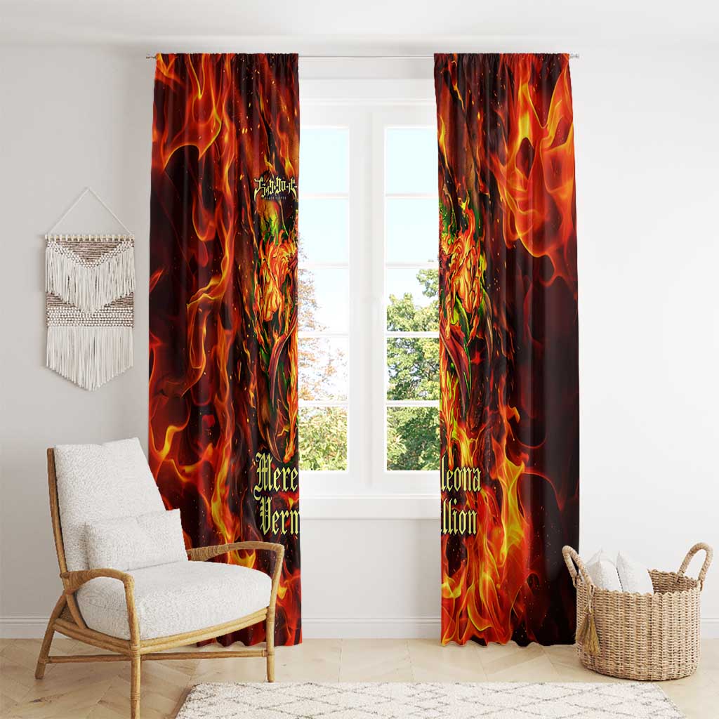 Mereoleona Vermillion Black Clover Window Curtain Inferno Flame Anime Style with Lion Symbolism