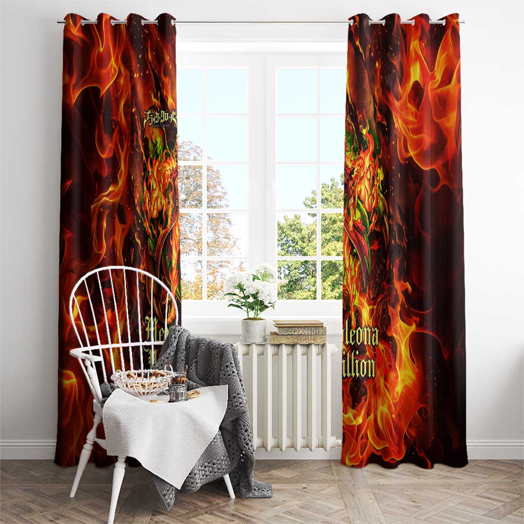 Mereoleona Vermillion Black Clover Window Curtain Inferno Flame Anime Style with Lion Symbolism