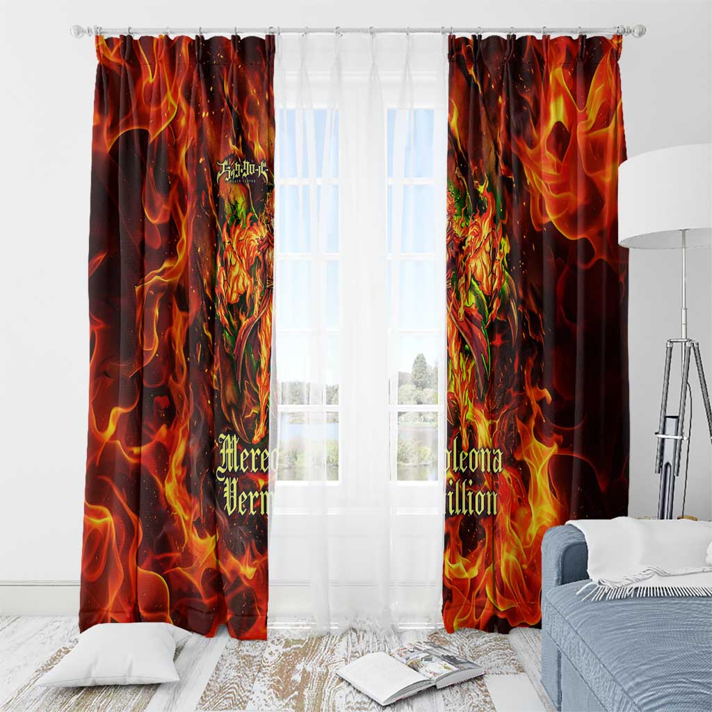 Mereoleona Vermillion Black Clover Window Curtain Inferno Flame Anime Style with Lion Symbolism