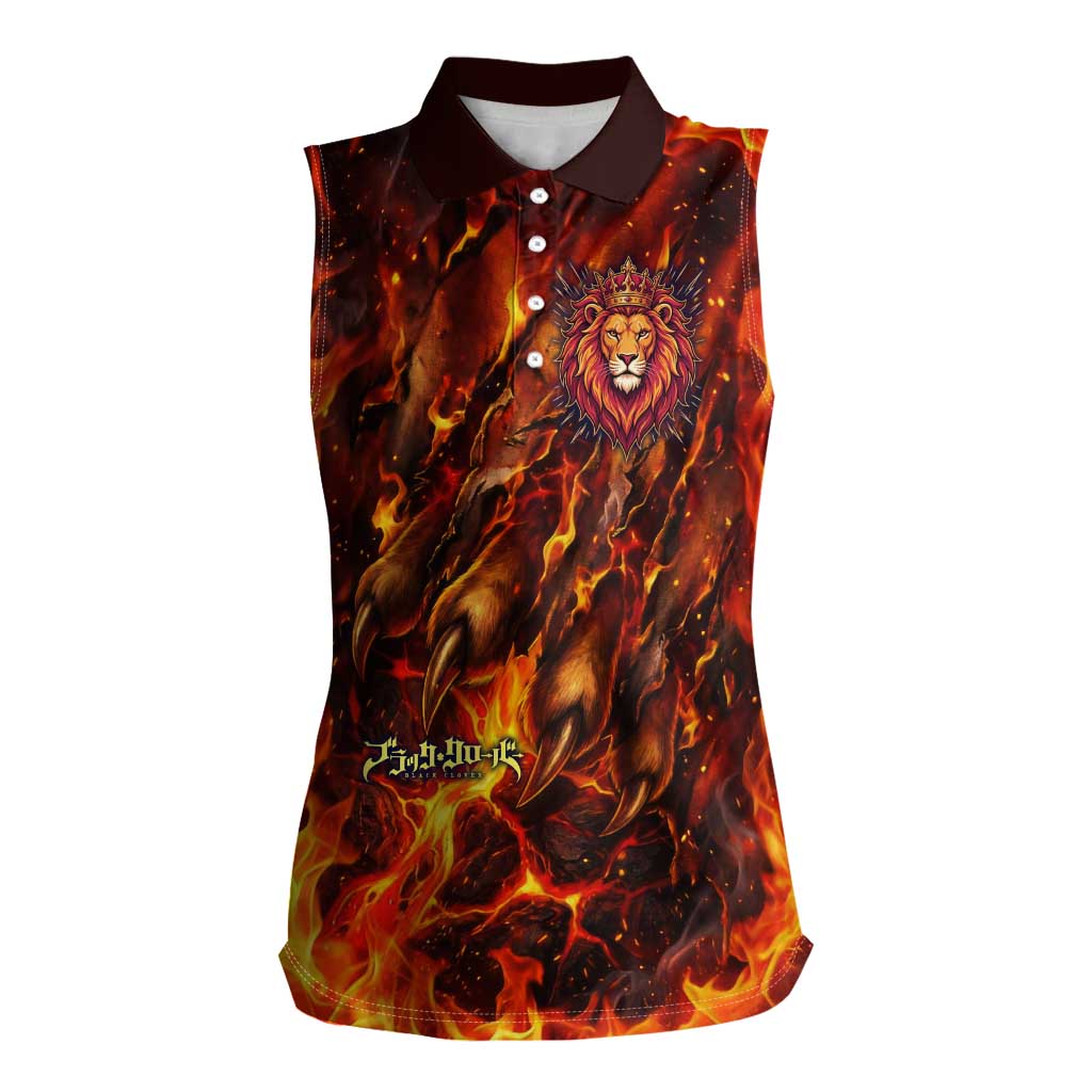 Mereoleona Vermillion Black Clover Women Sleeveless Polo Shirt Inferno Flame Anime Style with Lion Symbolism