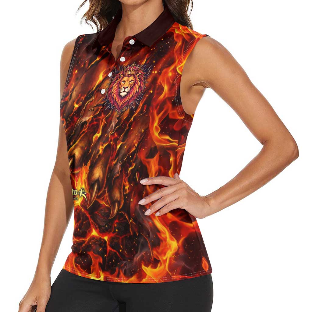 Mereoleona Vermillion Black Clover Women Sleeveless Polo Shirt Inferno Flame Anime Style with Lion Symbolism