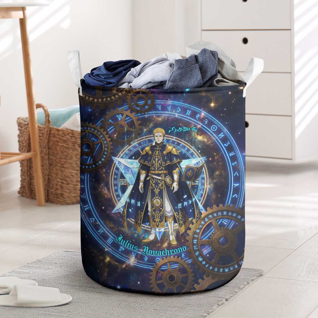Julius Novachrono Black Clover Laundry Basket Cosmic Time Magic Style with Celestial Clockwork Motif