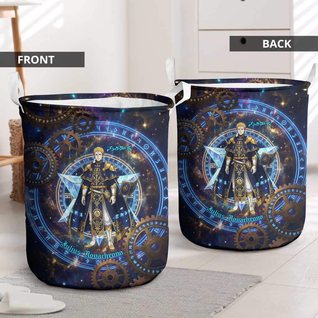 Julius Novachrono Black Clover Laundry Basket Cosmic Time Magic Style with Celestial Clockwork Motif