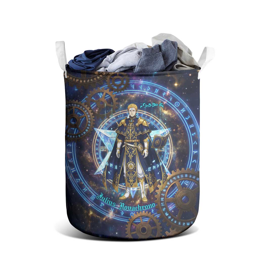 Julius Novachrono Black Clover Laundry Basket Cosmic Time Magic Style with Celestial Clockwork Motif