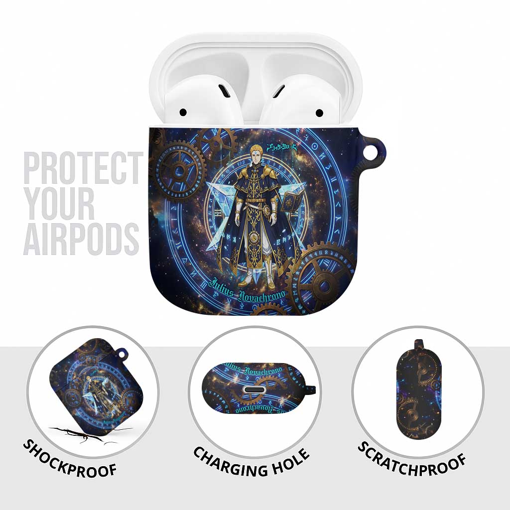 Julius Novachrono Black Clover AirPods Case Cosmic Time Magic Style with Celestial Clockwork Motif