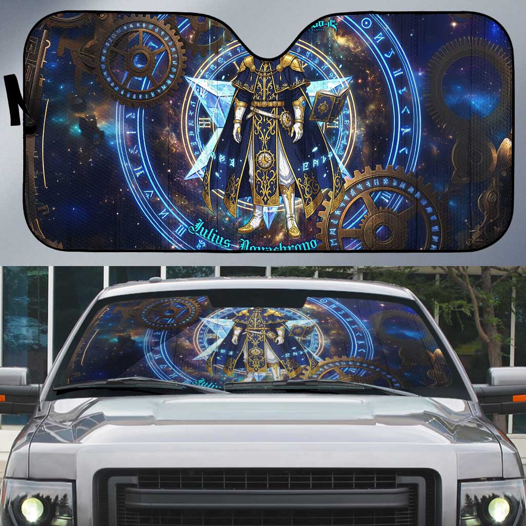Julius Novachrono Black Clover Auto Sun Shade Cosmic Time Magic Style with Celestial Clockwork Motif
