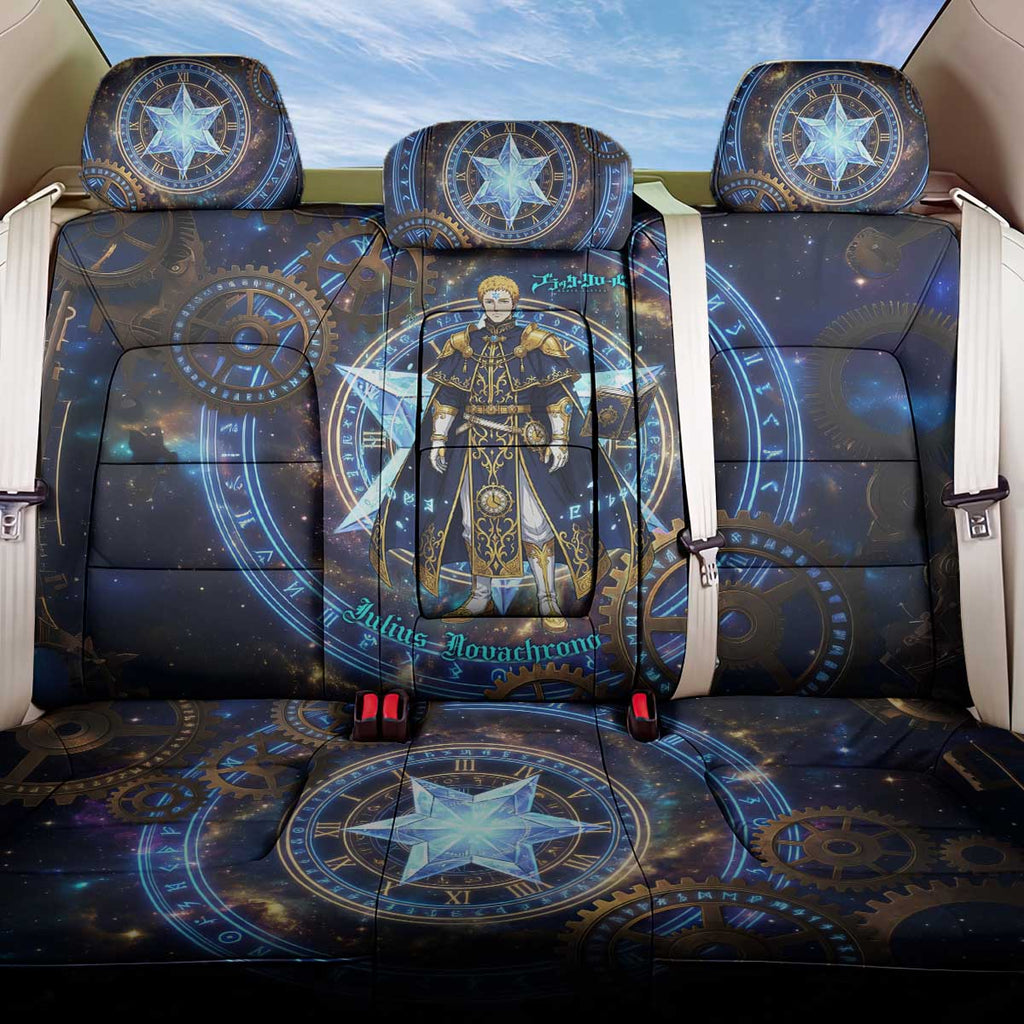Julius Novachrono Black Clover Back Car Seat Cover Cosmic Time Magic Style with Celestial Clockwork Motif