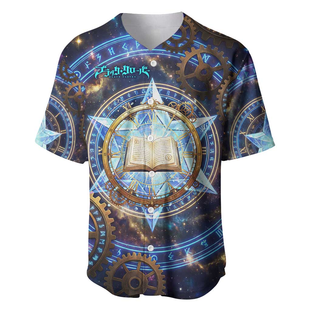 Julius Novachrono Black Clover Baseball Jersey Cosmic Time Magic Style with Celestial Clockwork Motif