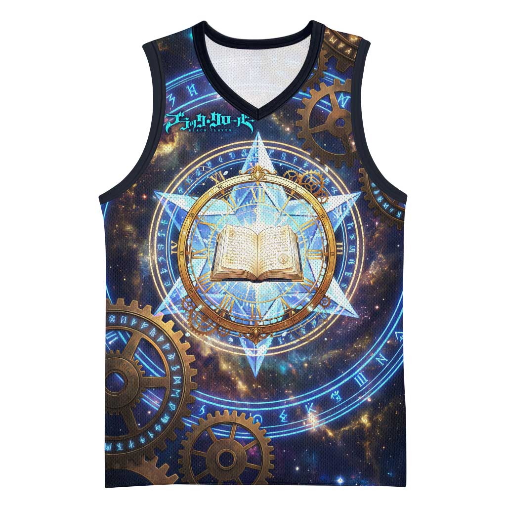 Julius Novachrono Black Clover Basketball Jersey Cosmic Time Magic Style with Celestial Clockwork Motif