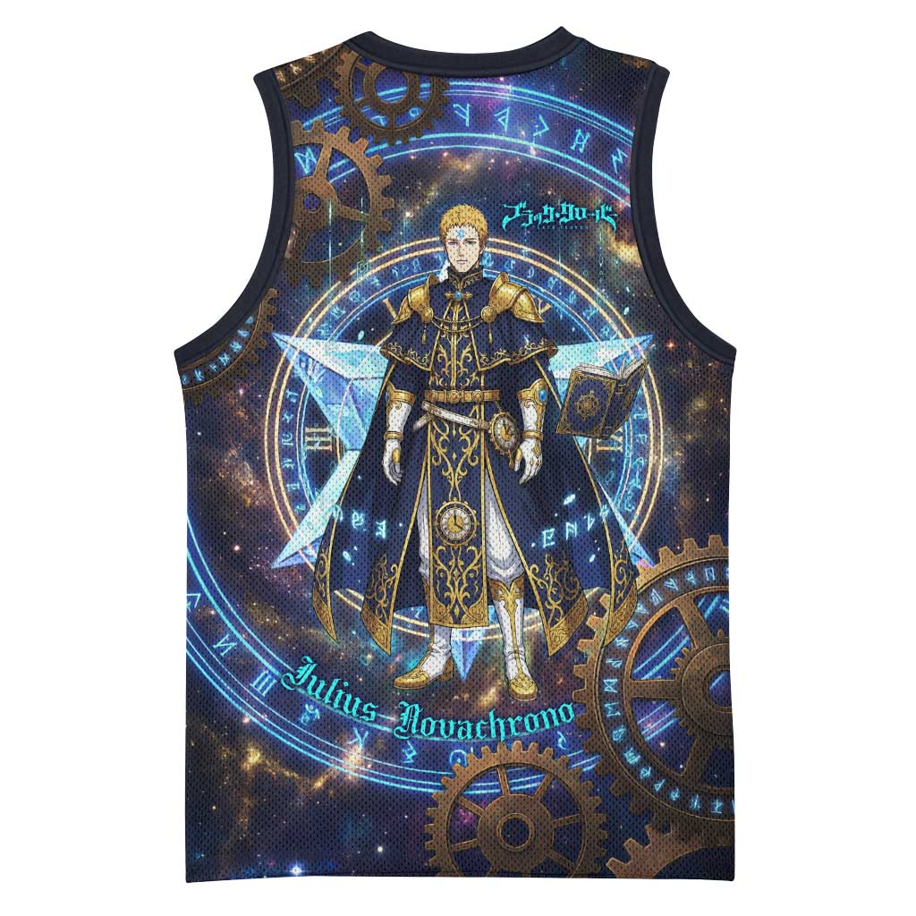 Julius Novachrono Black Clover Basketball Jersey Cosmic Time Magic Style with Celestial Clockwork Motif