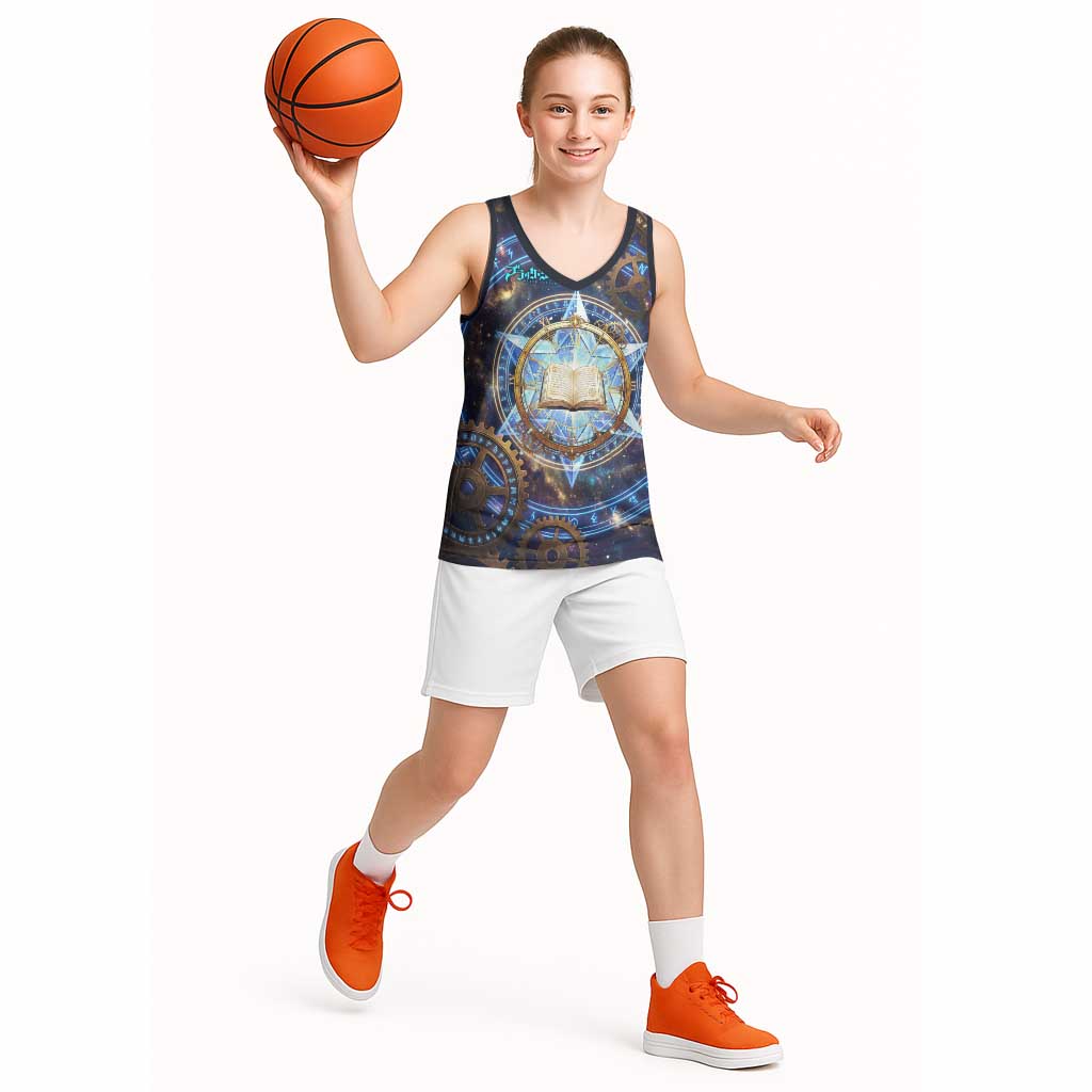 Julius Novachrono Black Clover Basketball Jersey Cosmic Time Magic Style with Celestial Clockwork Motif