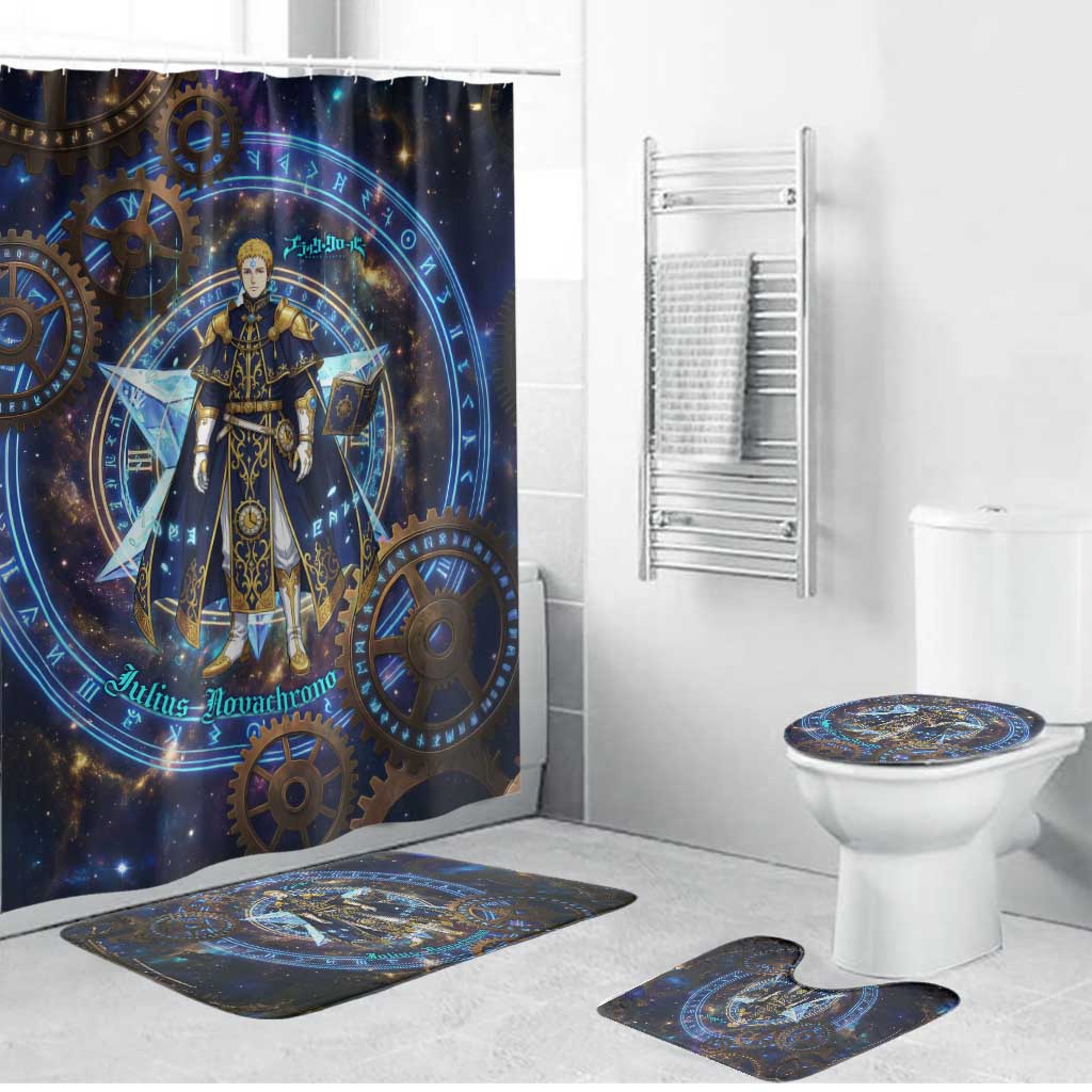 Julius Novachrono Black Clover Bathroom Set Cosmic Time Magic Style with Celestial Clockwork Motif