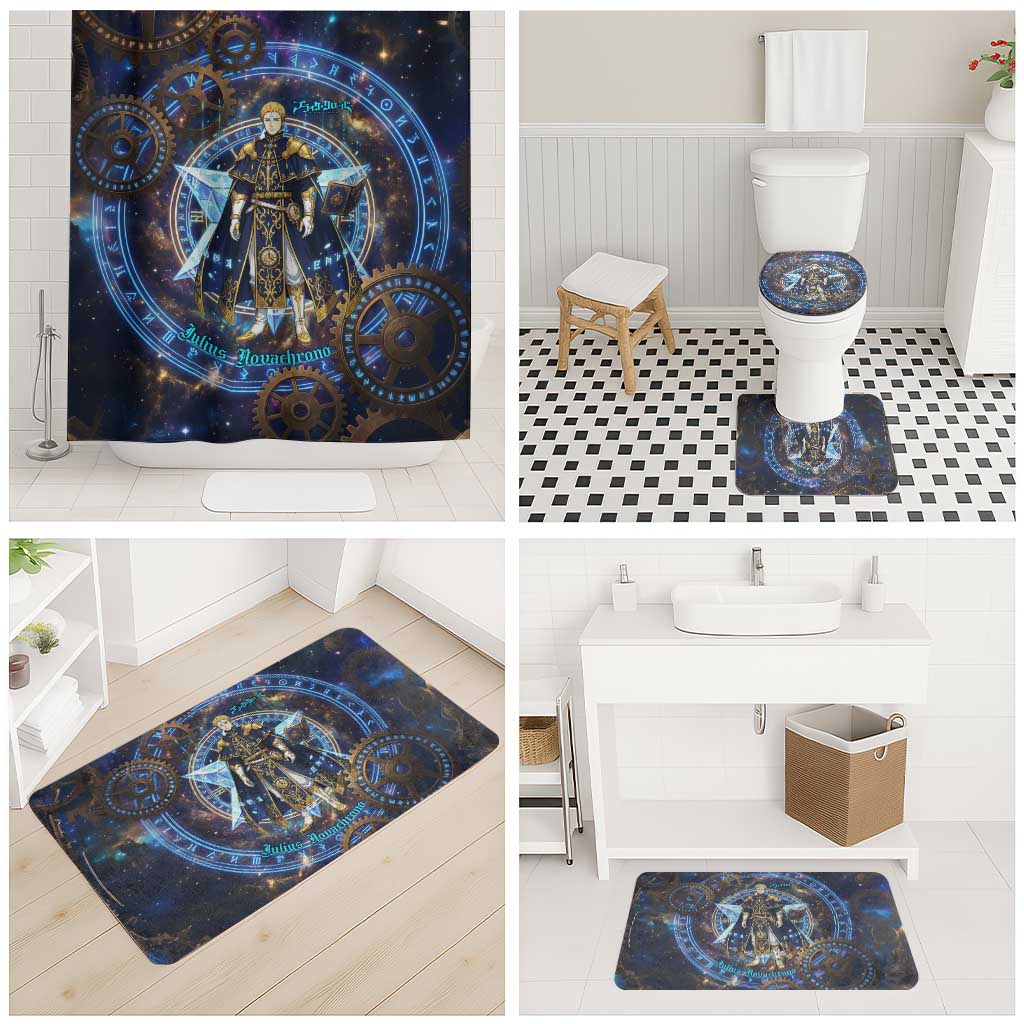 Julius Novachrono Black Clover Bathroom Set Cosmic Time Magic Style with Celestial Clockwork Motif