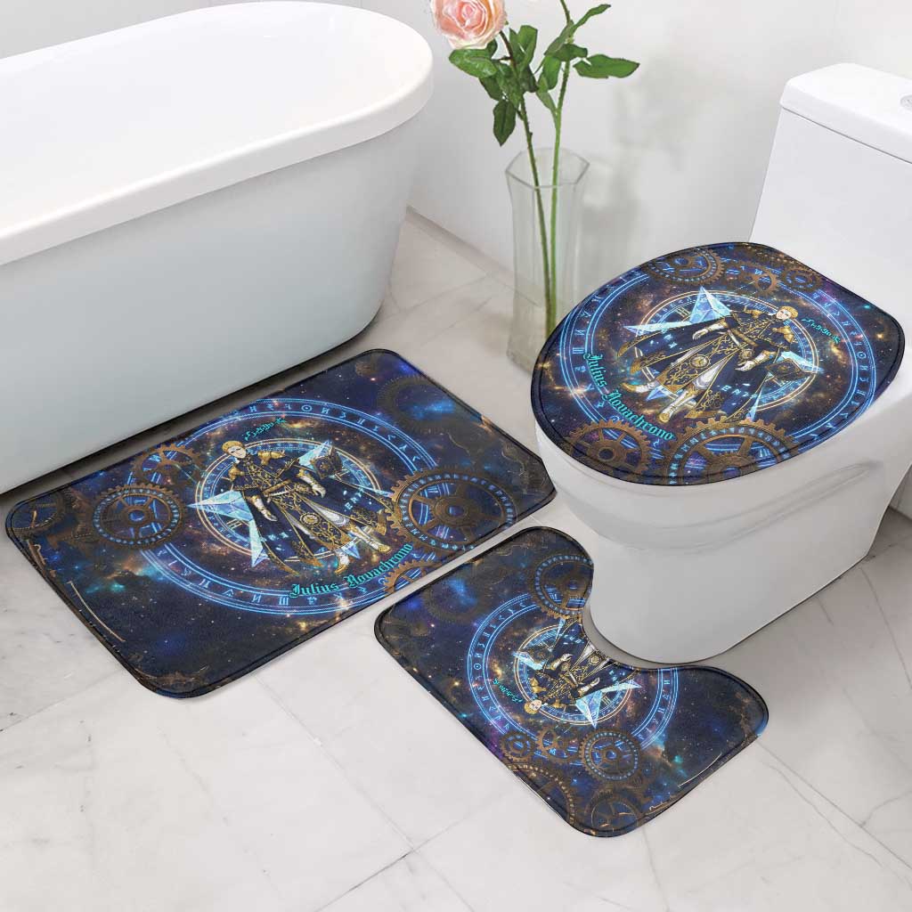 Julius Novachrono Black Clover Bathroom Set Cosmic Time Magic Style with Celestial Clockwork Motif