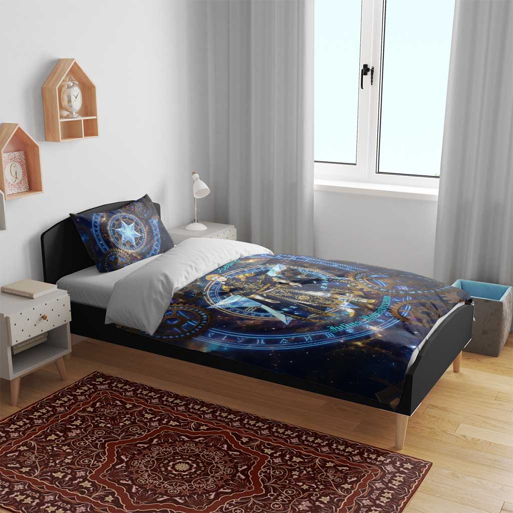 Julius Novachrono Black Clover Bedding Set Cosmic Time Magic Style with Celestial Clockwork Motif