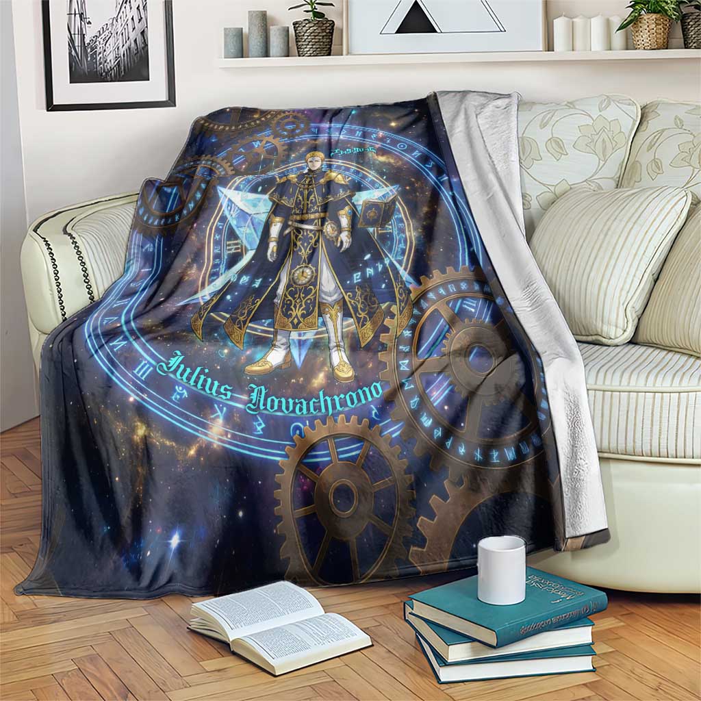 Julius Novachrono Black Clover Blanket Cosmic Time Magic Style with Celestial Clockwork Motif