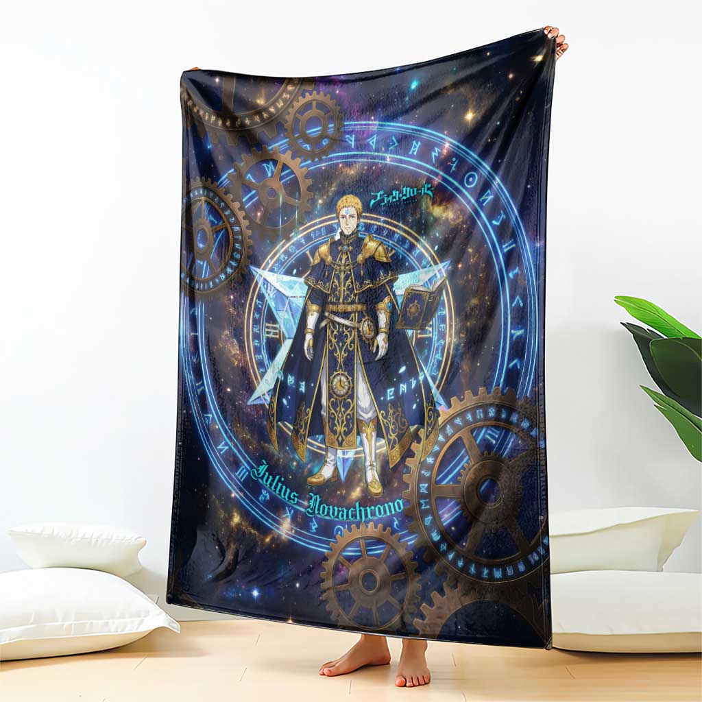 Julius Novachrono Black Clover Blanket Cosmic Time Magic Style with Celestial Clockwork Motif