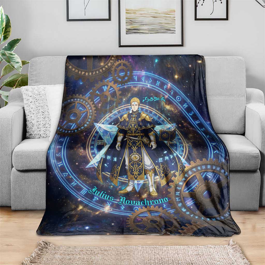 Julius Novachrono Black Clover Blanket Cosmic Time Magic Style with Celestial Clockwork Motif